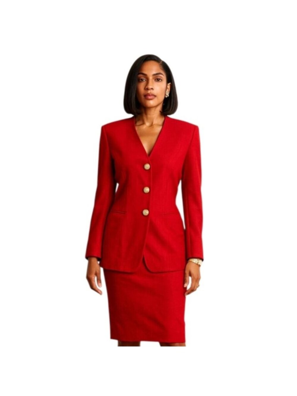 Stirling Cooper Red Vintage Two Piece Skirt Suit Set